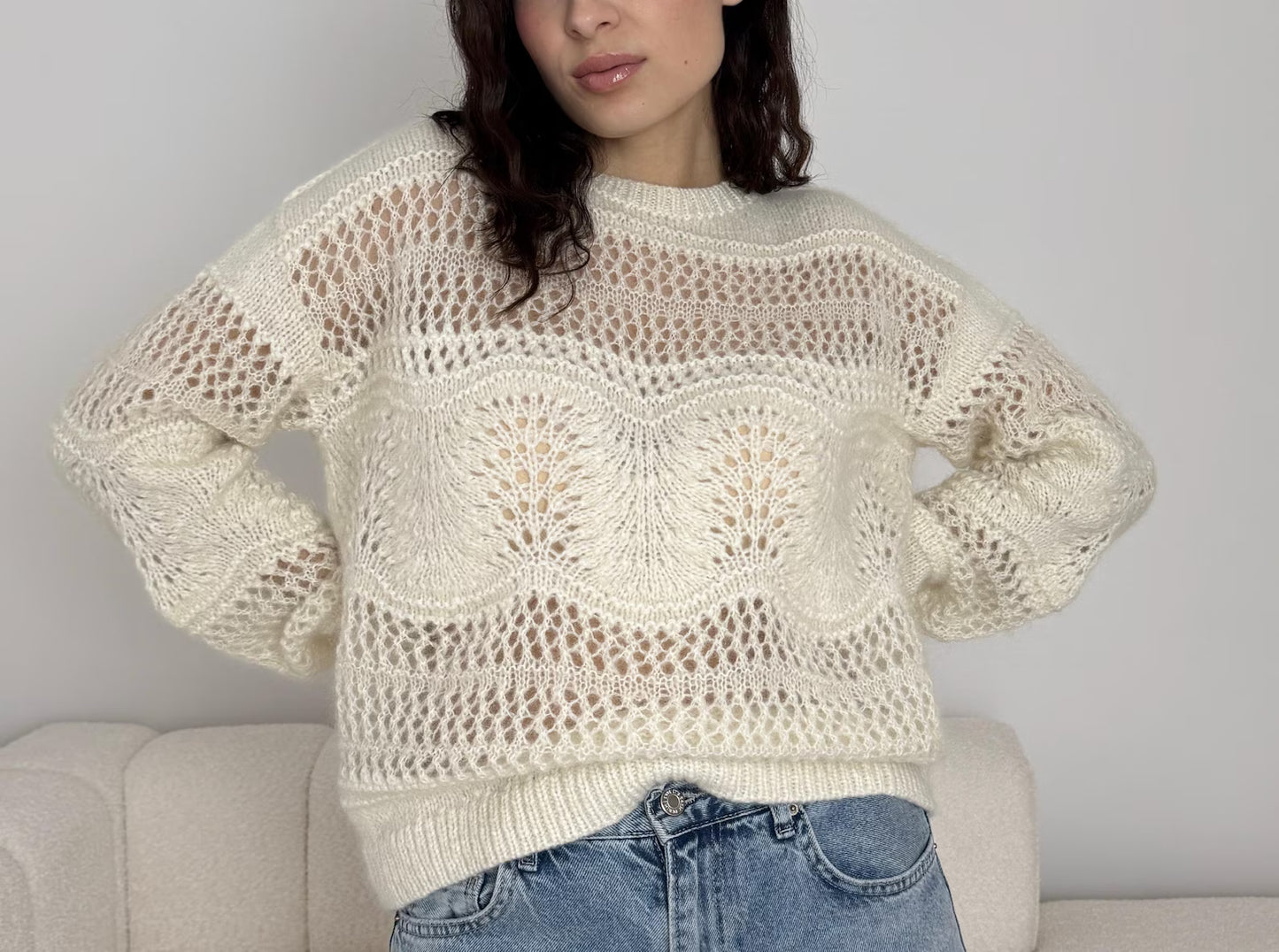 Lace Sweater Knitting Pattern PDF