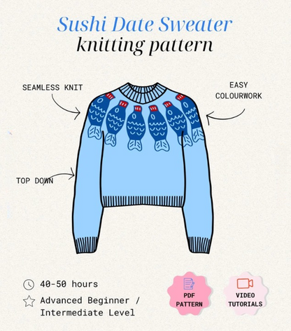 Sushi Date Sweater Knitting Pattern PDF