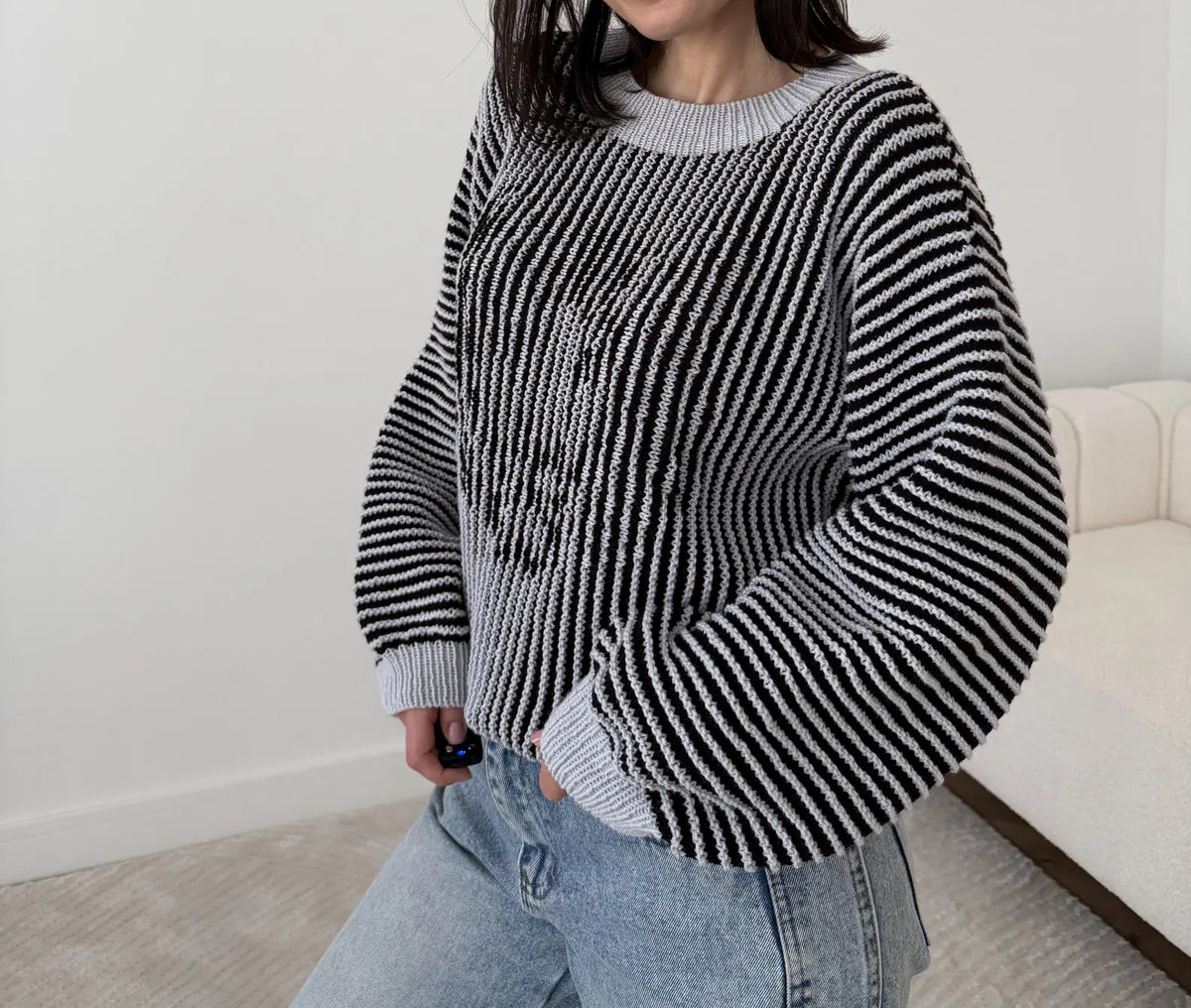 Tiger Illusion Sweater Knitting Pattern | XS–2XL