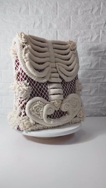 Skeleton Backpack Crochet Pattern PDF | Gothic Bag