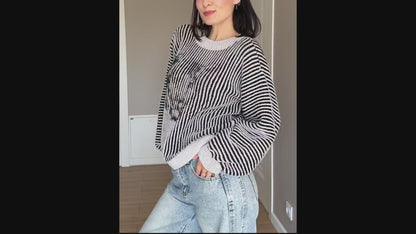 Tiger Illusion Sweater Knitting Pattern | XS–2XL