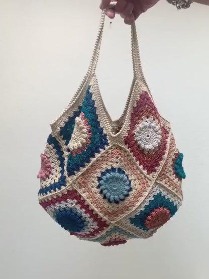 🎨 Granny Diamond Bag – Boho Shoulder Tote Crochet Pattern 👜✨