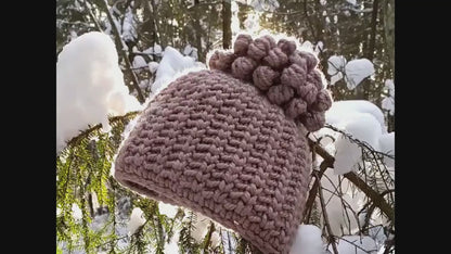 🎀 Chunky Puff Beanie – Cozy & Cute for All Ages